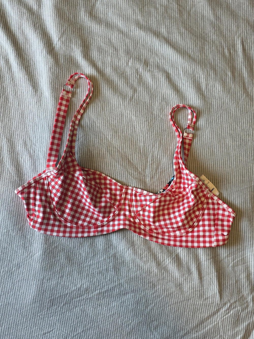 Lands' End | Red & White Gingham Underwire Bikini Top | 38C/40B